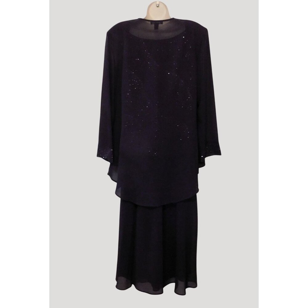 Dana Kay 3-Piece Formal Outfit Womens Size 14 Dark Purple Jacket Tank Skirt - Picture 2 of 14